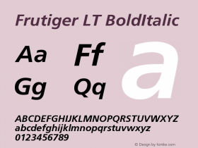 Frutiger LT BoldItalic Version 006.000图片样张