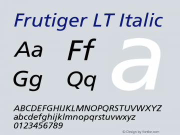 Frutiger LT Italic Version 006.000图片样张