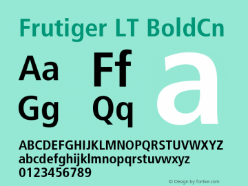 Frutiger LT BoldCn Version 006.000 Font Sample