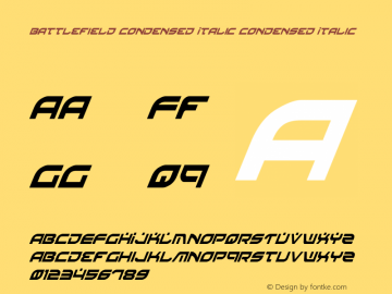 Battlefield Condensed Italic Condensed Italic 3 Font Sample