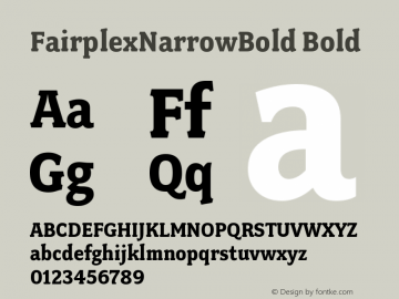 FairplexNarrowBold Bold Version 001.000 Font Sample