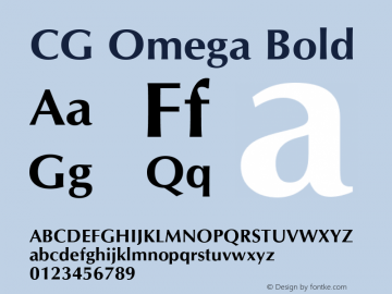 CG Omega Bold Version 1.00 Font Sample