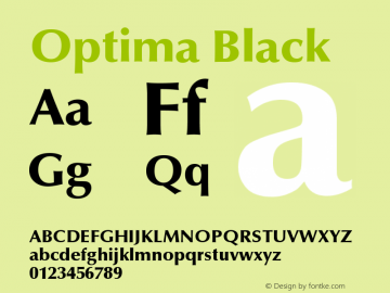Optima Black Version 001.000 Font Sample