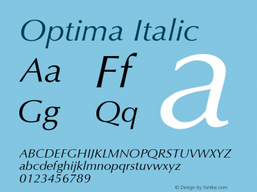 Optima Italic Version 001.000 Font Sample