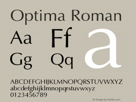 Optima Roman Version 001.000 Font Sample