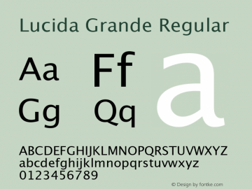 Lucida Grande Regular 5.0d8e1 Font Sample