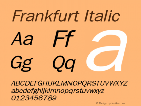 Frankfurt Italic The IMSI MasterFonts Collection, tm 1995 IMSI Font Sample