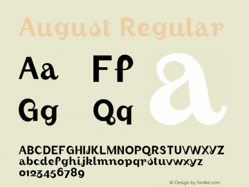 August Regular 001.000 Font Sample