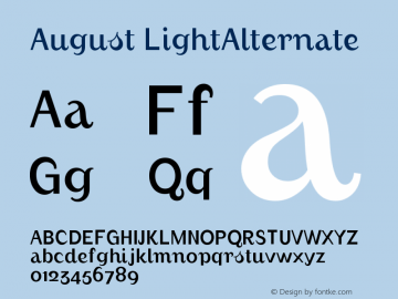 August LightAlternate Version 001.000 Font Sample