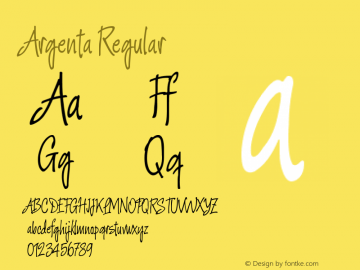 Argenta Regular Version 001.000 Font Sample