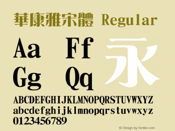 華康雅宋體 Regular Version 3.00 Font Sample