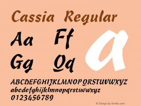 Cassia Regular The IMSI MasterFonts Collection, tm 1995, 1996 IMSI (International Microcomputer Software Inc.) Font Sample