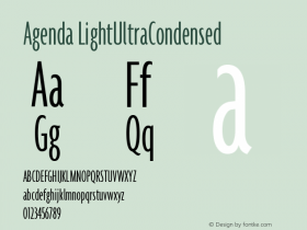 Agenda LightUltraCondensed Version 001.000 Font Sample