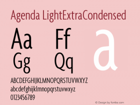 Agenda LightExtraCondensed Version 001.000 Font Sample