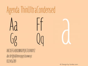 Agenda ThinUltraCondensed Version 001.000 Font Sample