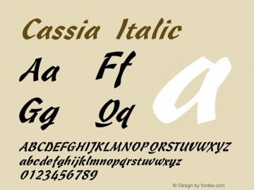 Cassia Italic The IMSI MasterFonts Collection, tm 1995, 1996 IMSI (International Microcomputer Software Inc.)图片样张