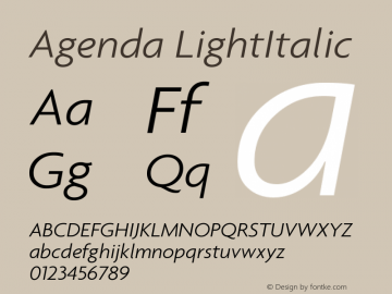 Agenda LightItalic Version 001.000图片样张