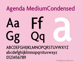 Agenda MediumCondensed Version 001.000 Font Sample