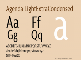 Agenda LightExtraCondensed Version 001.000 Font Sample