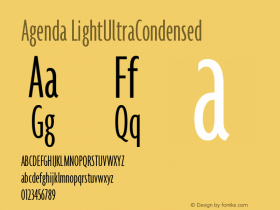 Agenda LightUltraCondensed Version 001.000 Font Sample