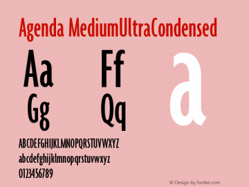 Agenda MediumUltraCondensed Version 001.000 Font Sample