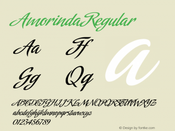 Amorinda Regular Unknown Font Sample