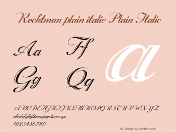 Rechtman plain italic Plain Italic Unknown Font Sample