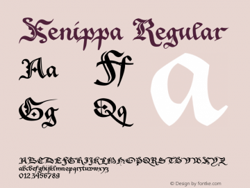 Xenippa Regular Version 1.1 March 2005, initial release December 2003图片样张