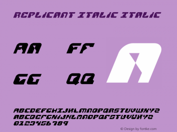 Replicant Italic Italic 2 Font Sample