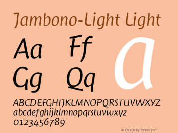 Jambono-Light Light Version 004.301 Font Sample