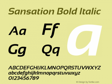 Sansation Bold Italic Version 1.3 Font Sample