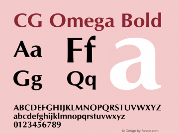 CG Omega Bold Version 1.02a Font Sample