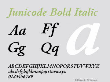 Junicode Bold Italic Version 0.7.6 Font Sample