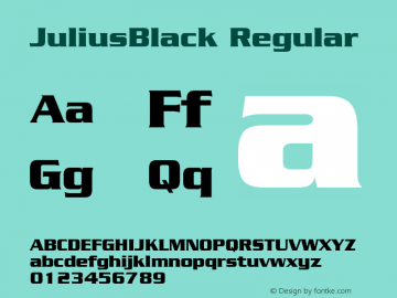 JuliusBlack Regular Accurate Research Professional Fonts, Copyright (c)1995图片样张