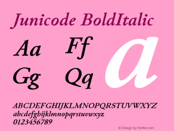 Junicode BoldItalic Version 0.6.17 Font Sample