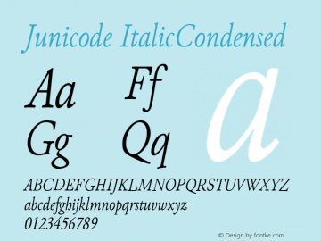 Junicode ItalicCondensed Version 0.6.17 Font Sample