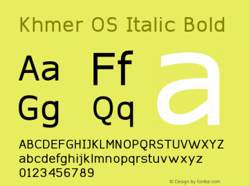 Khmer OS Italic Bold Version 2.00 2004 Font Sample