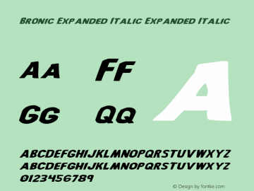 Bronic Expanded Italic Expanded Italic 1 Font Sample