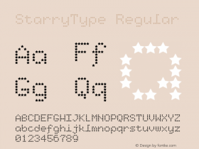 StarryType Regular 1.0; 1-17-2004 Font Sample