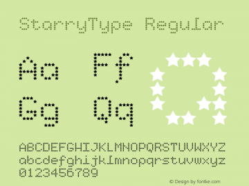StarryType Regular 1.0; 1-17-2004 Font Sample