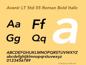 Avenir LT Std 55 Roman Bold Italic OTF 1.029;PS 001.002;Core 1.0.33;makeotf.lib1.4.1585图片样张