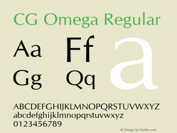 CG Omega Regular Version 1.3 (ElseWare) Font Sample