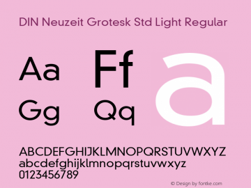 DIN Neuzeit Grotesk Std Light Regular Version 2.035;PS 002.000;hotconv 1.0.51;makeotf.lib2.0.18671 Font Sample