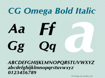 CG Omega Bold Italic Version 1.3 (ElseWare) Font Sample