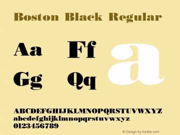 Boston Black Regular (C)opyright 1992 W.S.I.  7/20/92图片样张