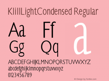 KlillLightCondensed Regular 1.0 2004-01-24 Font Sample