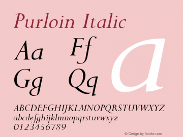 Purloin Italic The IMSI MasterFonts Collection, tm 1995, 1996 IMSI (International Microcomputer Software Inc.)图片样张