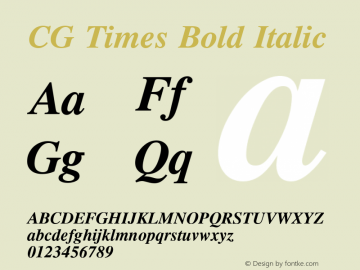 CG Times Bold Italic Version 1.00 Font Sample