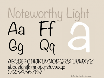 Noteworthy Light 9.0d1e1 Font Sample