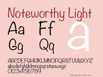 Noteworthy Light 7.0d8e1 Font Sample